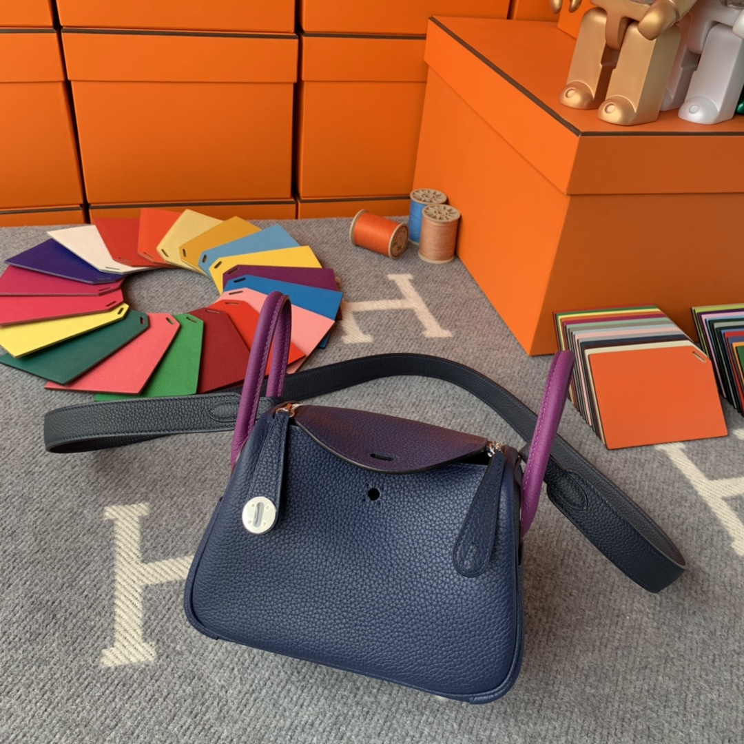 에르메스 미니 린디백 사파이어블루 퍼플 블랙